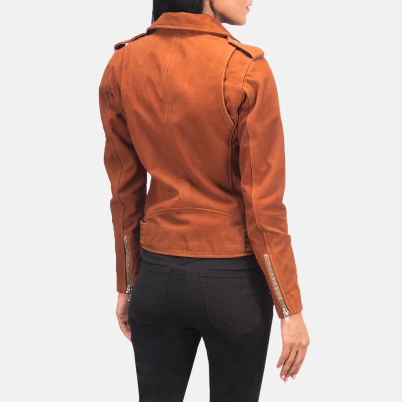 Women's Brown Belted Biker Jacket