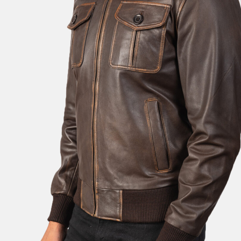 Aaron Brown Bomber Leather Jacket