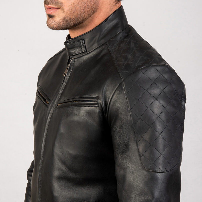 Men's Black Racing Leather Jacket