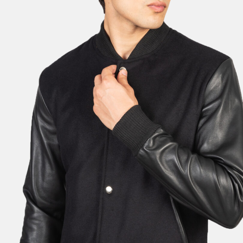 Men's Black Hybrid Varsity Jacket