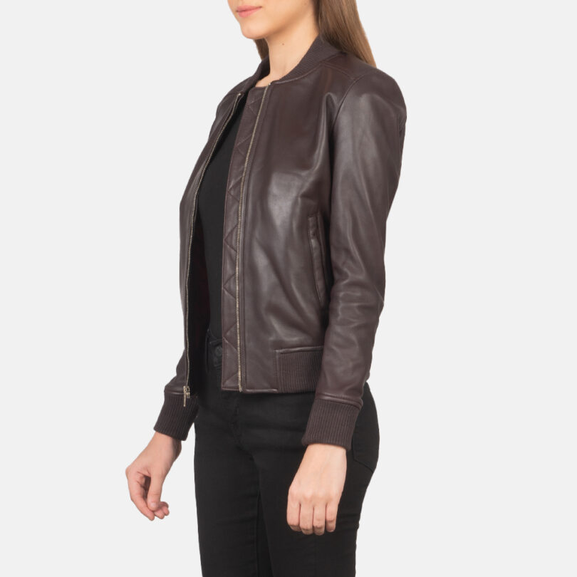Bliss Maroon Racing Leather Bomber Jacket