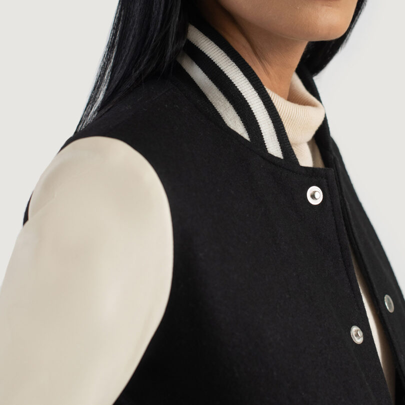 Women's Black Hybrid Varsity Jacket