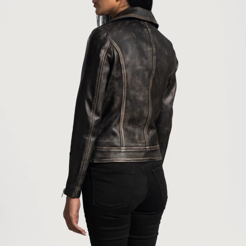 Women's Distressed Black Biker Jacket